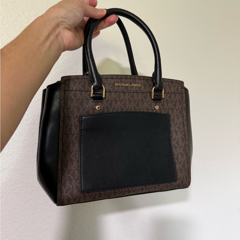 Michael Kors Black and Brown handbag with strap and wallet